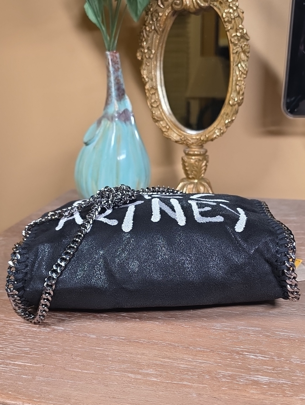 Stella McCartney Falabella Graffiti Logo Fold-Over w/ Matching Pouch SET! - Picture 10 of 16